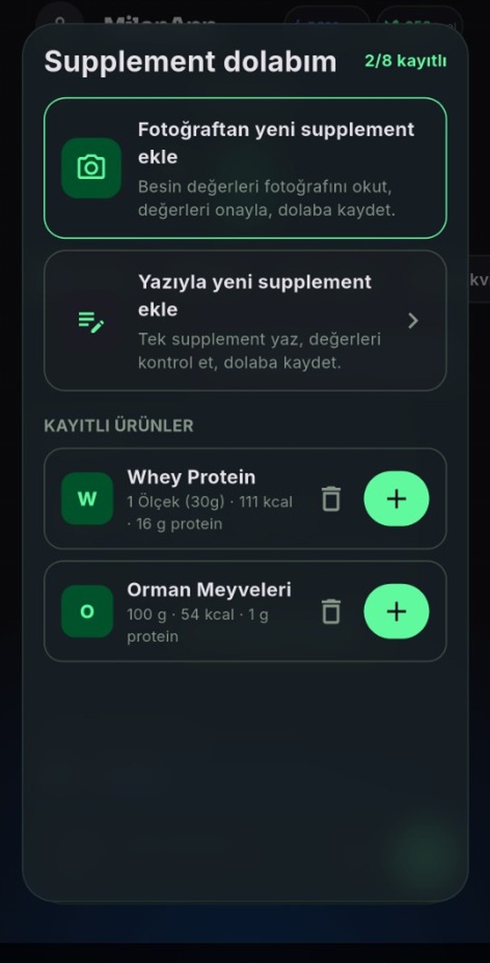 MilonApp Supplement Dolabı ve OCR